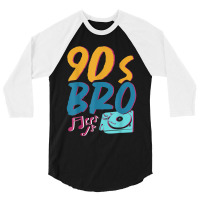 90s Vinyl 1990s Bro Costume Party Music Generation Nineties Video Game 3/4 Sleeve Shirt | Artistshot