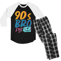 90s Vinyl 1990s Bro Costume Party Music Generation Nineties Video Game Men's 3/4 Sleeve Pajama Set | Artistshot