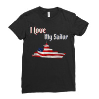 Military Support Us Flag Naval I Love My Sailor Tank Top Ladies Fitted T-shirt | Artistshot