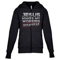 Jesus Makes My Worries Youth Zipper Hoodie | Artistshot