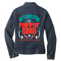 My Life Is Flippin Good Retro Multiball Pinball Arcade Game T Shirt Ladies Denim Jacket | Artistshot