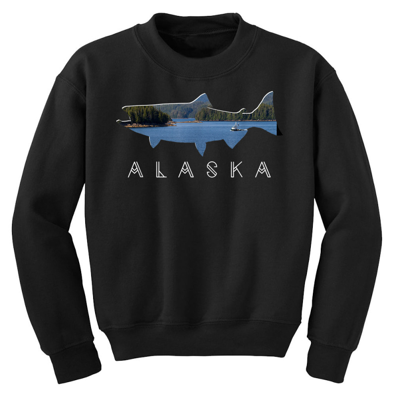 Alaskan King Salmon With Fishing Boat Saltwater Fishermen T Shirt Youth Sweatshirt by BrunkeMiaysia | Artistshot