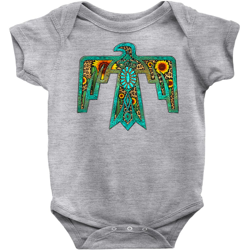 Western Sunflower Turquoise Native American Thunderbird Girl T Shirt Baby Bodysuit | Artistshot