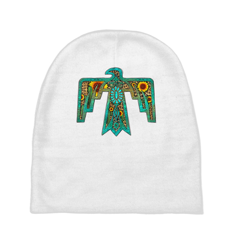 Western Sunflower Turquoise Native American Thunderbird Girl T Shirt Baby Beanies | Artistshot