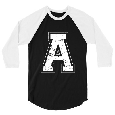 Initial Letter A White Jersey Sports Athletic Player  Jersey Letter A 3/4 Sleeve Shirt Designed By Jamulangsing
