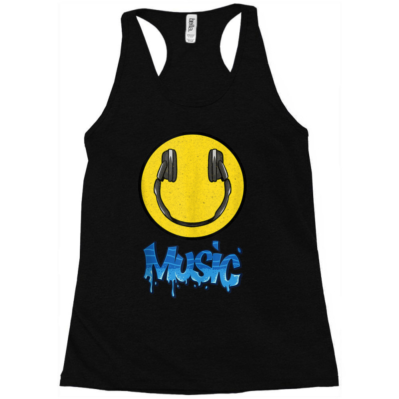 Music I Love The 90's Dj Headphones Smile Face Headset Raver Funny Men Racerback Tank by FrederickDesign | Artistshot