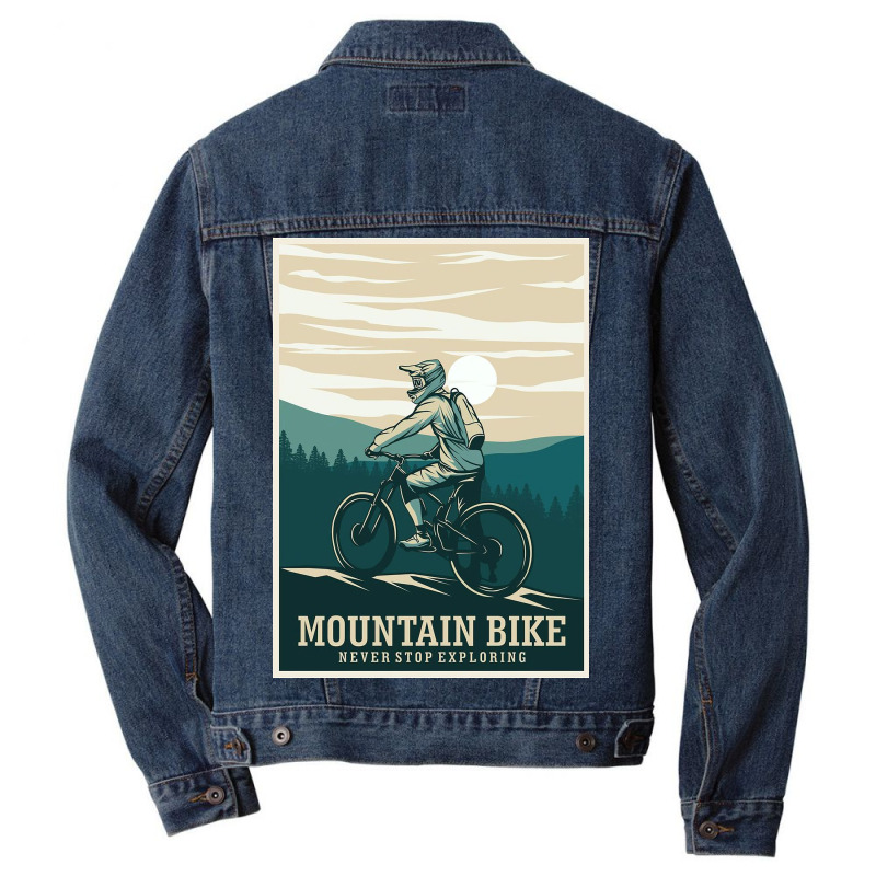 Muntain Bike Retro Men Denim Jacket by Kelly S | Artistshot