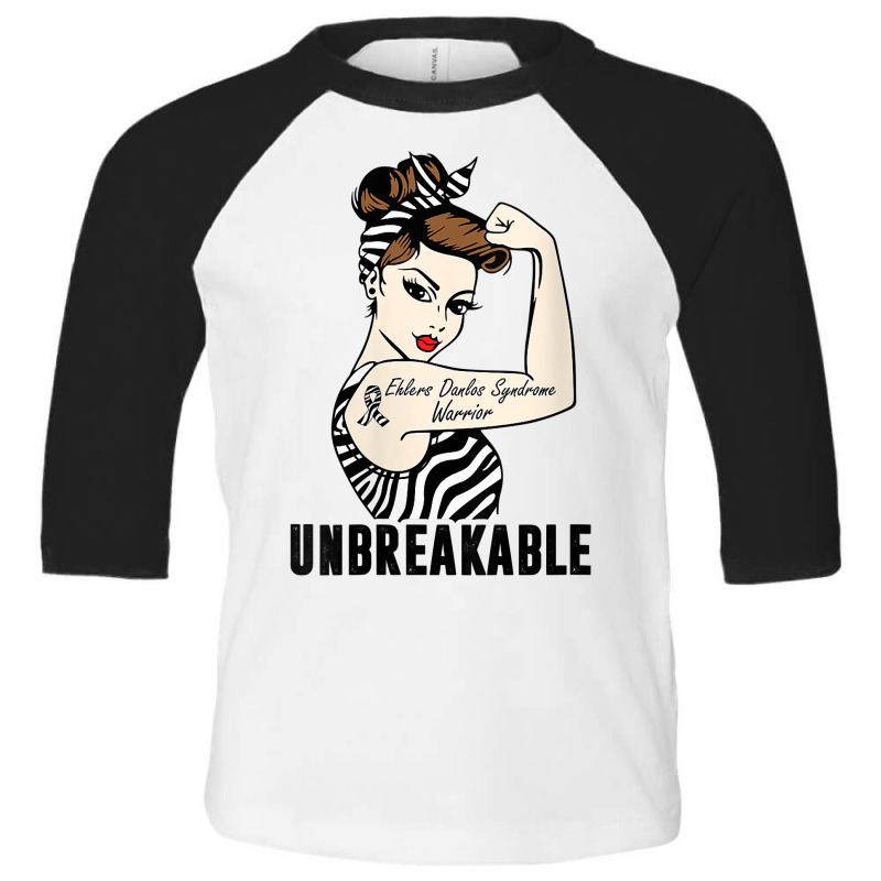 Womens Ehlers Danlos Syndrome Warrior Unbreakable Strong Woman V Neck Toddler 3/4 Sleeve Tee | Artistshot