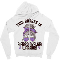 This Badass Is A Fibromyalgia Warrior Awareness Woman Meme Premium T S Zipper Hoodie | Artistshot