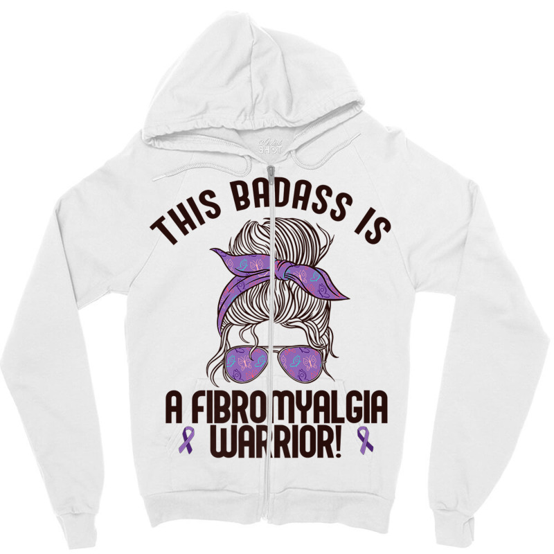 This Badass Is A Fibromyalgia Warrior Awareness Woman Meme Premium T S Zipper Hoodie | Artistshot