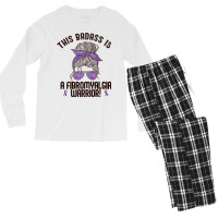 This Badass Is A Fibromyalgia Warrior Awareness Woman Meme Premium T S Men's Long Sleeve Pajama Set | Artistshot