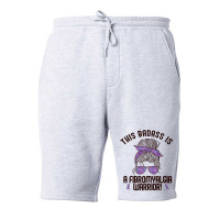 This Badass Is A Fibromyalgia Warrior Awareness Woman Meme Premium T S Fleece Short | Artistshot