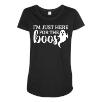 Halloween T  Shirti´m Just Here For The Boos Ghost White Stroke Text Maternity Scoop Neck T-shirt | Artistshot