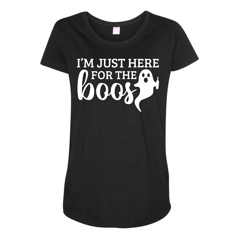 Halloween T  Shirti´m Just Here For The Boos Ghost White Stroke Text Maternity Scoop Neck T-shirt by cauliflowermortgage | Artistshot