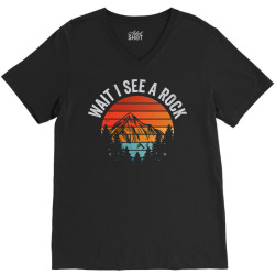 wait i see a rock geologist fossil earth history gift V-Neck Tee | Artistshot