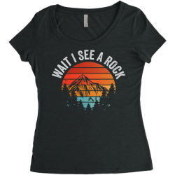 wait i see a rock geologist fossil earth history gift Women's Triblend Scoop T-shirt | Artistshot