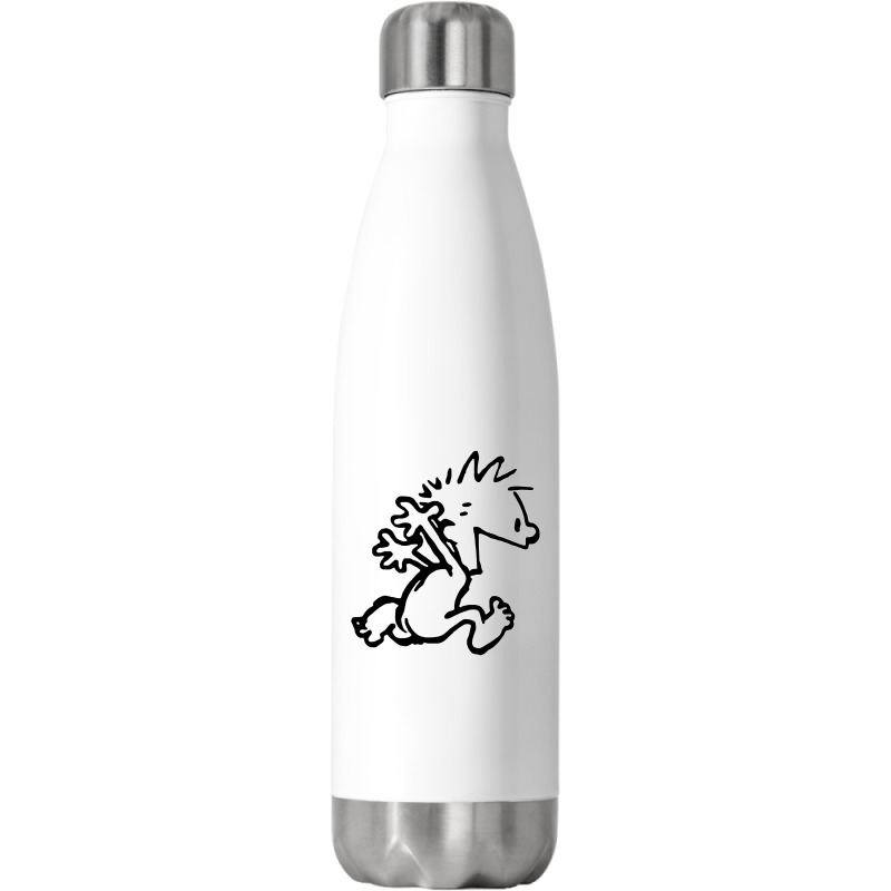 Calvin & Hobbes Comic Running Naked Stainless Steel Water Bottle | Artistshot