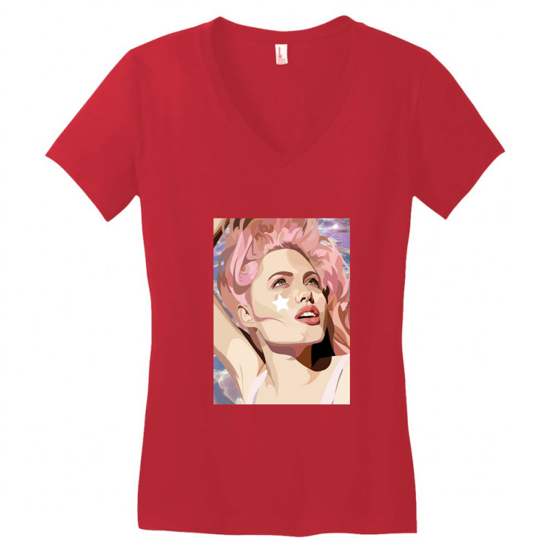 Angelina Jolie Cigarette Charming Women's V-Neck T-Shirt by trokeryth | Artistshot