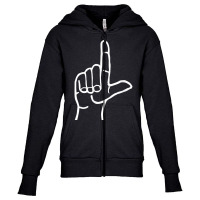 Loser Asl American Sign Language Letter L Finger Spelling Youth Zipper Hoodie | Artistshot