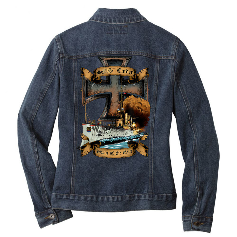 Sms Emden   Swan Of The East   World War I Light Cruiser T Shirt Ladies Denim Jacket by crudobdorrellat | Artistshot