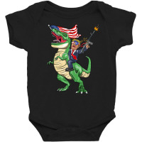 Machine Gun Trump On T Rex Dinosaur With American Flag Tank Top Baby Bodysuit | Artistshot