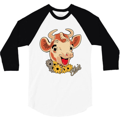 Elsie The Cow 3/4 Sleeve Shirt Designed By Bamboholo