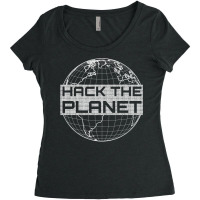 Hack The Planet Light Gray Globe Design For Computer Hackers Premium T Women's Triblend Scoop T-shirt | Artistshot