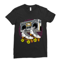 Roller Funny Skating Skates Sporty Street Vintage Sidewalks Games Char Ladies Fitted T-shirt | Artistshot