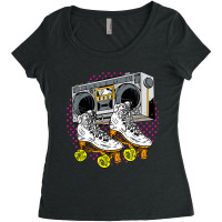 Roller Funny Skating Skates Sporty Street Vintage Sidewalks Games Char Women's Triblend Scoop T-shirt | Artistshot