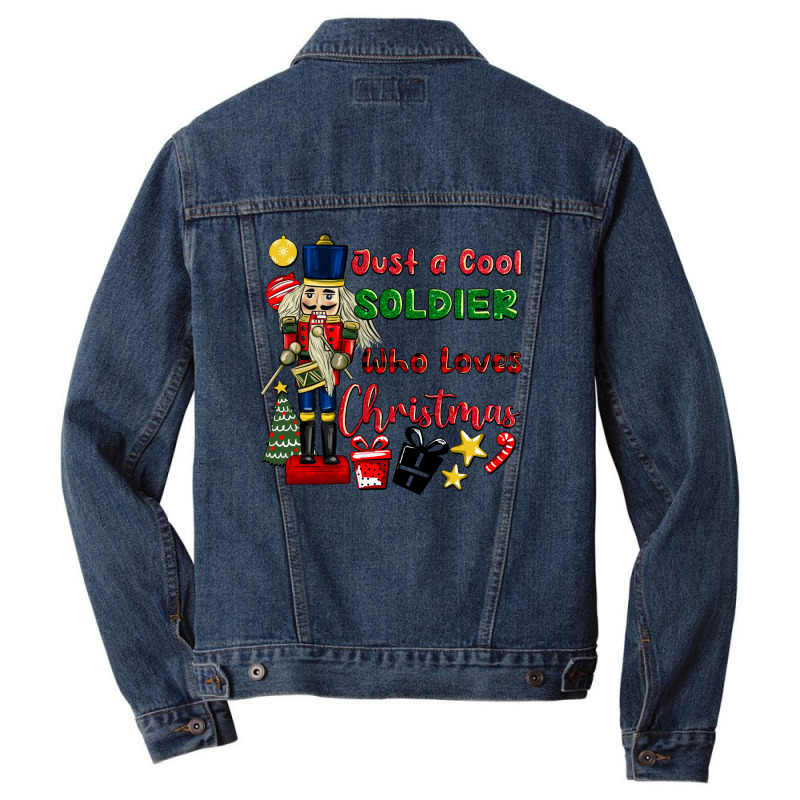 Just A Cool Soldıer Who Loves Christmas Men Denim Jacket | Artistshot