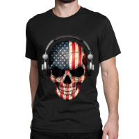 Skull Headphone Music Usa Flag 4th Of July Boys Kids Gamer Men Women Classic T-shirt | Artistshot