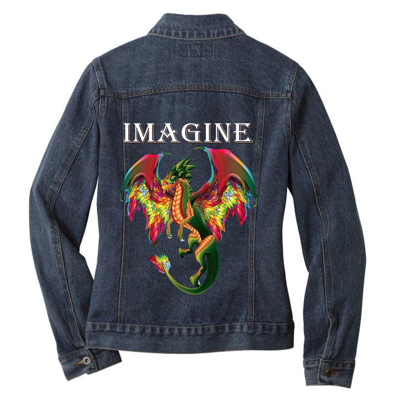 Imagine Being A Dragon Breathing Fire Magical Wings Boys Men Poster Ladies Denim Jacket by HailieDesign | Artistshot