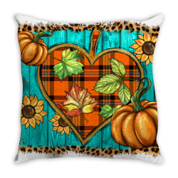 fall pumpkins and sunflowers heart Throw Pillow | Artistshot