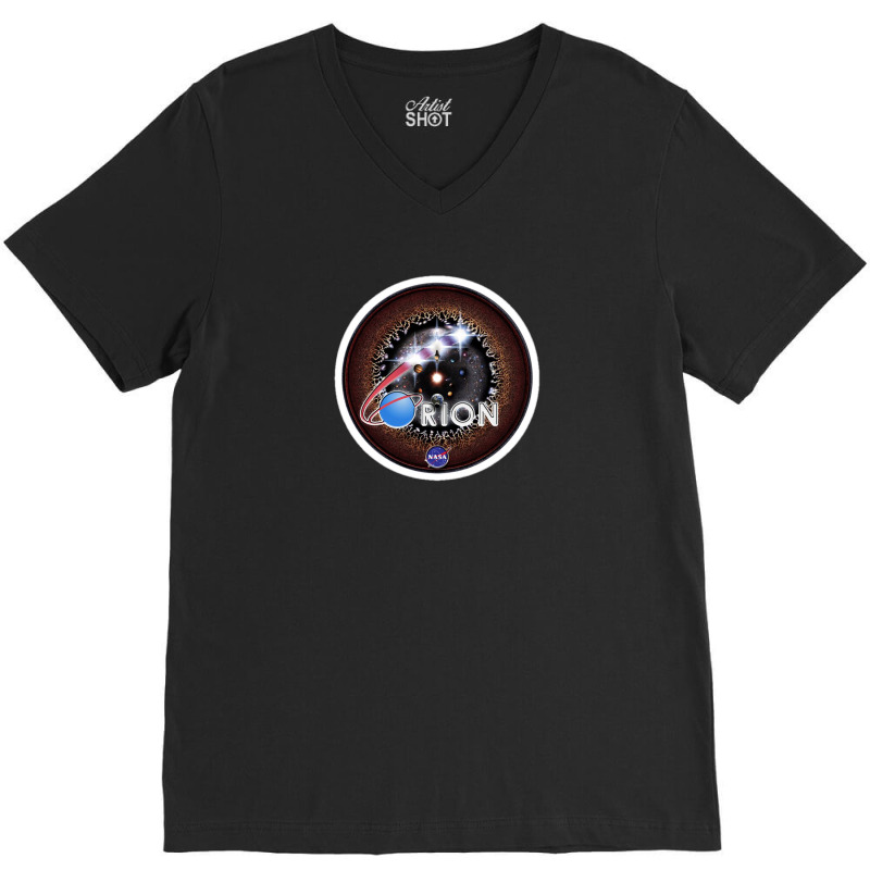 Stereoscopic View Of The Milky Way Galaxy Earth And Moon For Stereosco V-Neck Tee by hasbyart | Artistshot