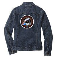 Stereoscopic View Of The Milky Way Galaxy Earth And Moon For Stereosco Ladies Denim Jacket | Artistshot