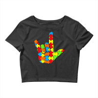 Asl Love Sign Language Autism Gift Awareness Support T Shirt Crop Top | Artistshot