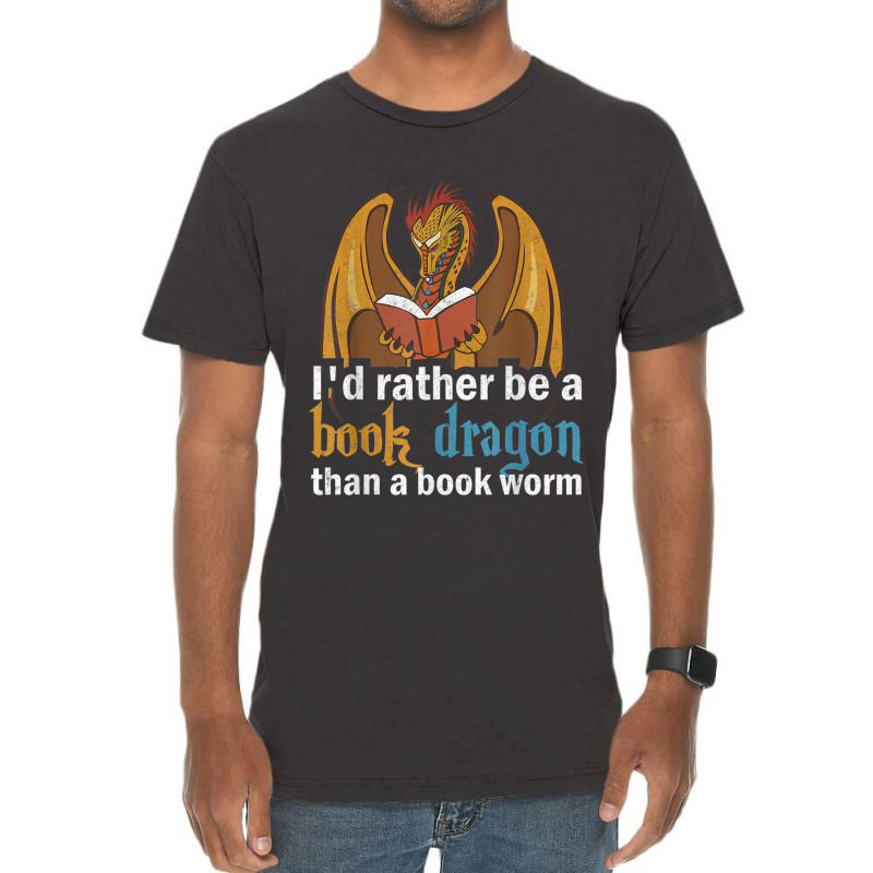 I'd Rather Be A Book Dragon Than A Book Worm Retro Vintage T-Shirt by HailieDesign | Artistshot