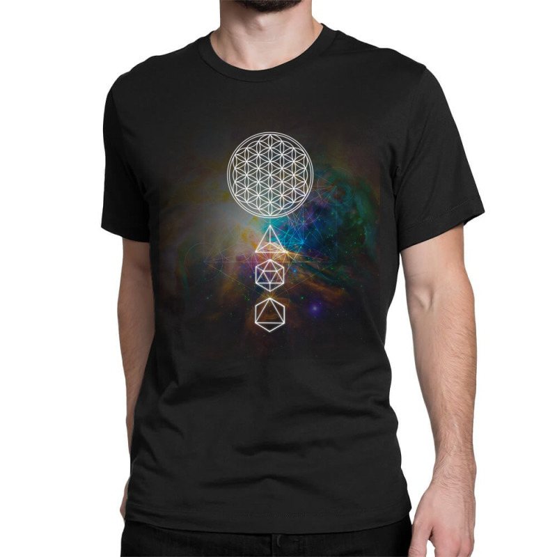 Flower Of Life Platonic Solids Mandala Long Sleeve T Shirt Classic T-shirt by KaseeDheera | Artistshot