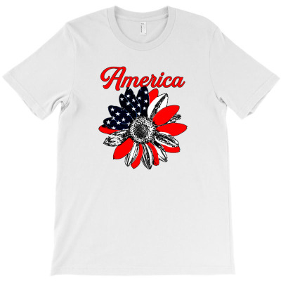 America Sun Flower T-shirt Designed By Nilton João Cruz