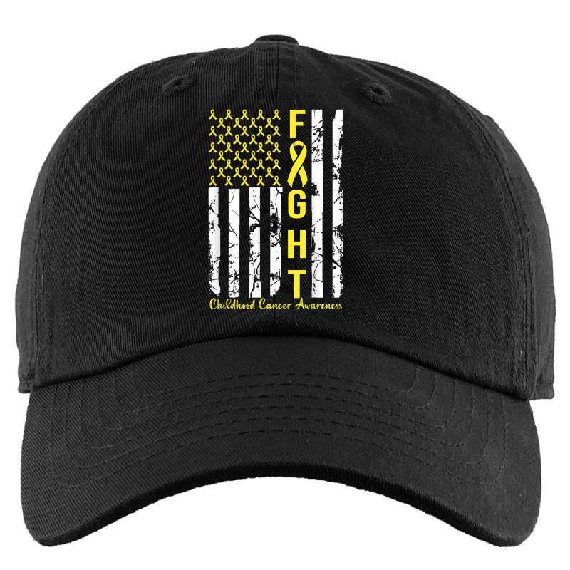 American Flag Gold Ribbon Fight Childhood Cancer Awareness Kids Cap by LaytonDesign | Artistshot