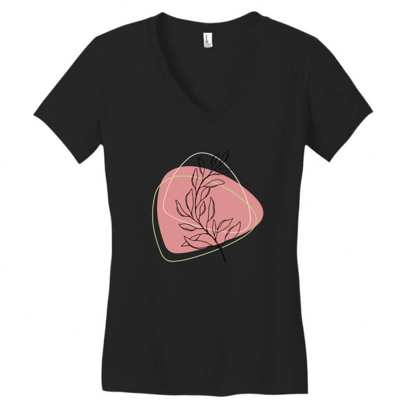 Minimalist Leaf Line Art Women's V-Neck T-Shirt by kaedemaruyama | Artistshot