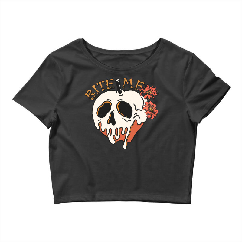 Bite Me T  Shirt Bite Me Floral Skull T  Shirt Crop Top by simplisticgive | Artistshot