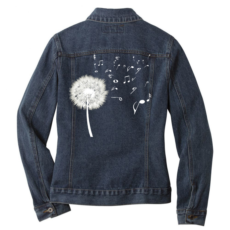 Dandelion Music T  Shirt Dandelion Music Note Music Lover T  Shirt Ladies Denim Jacket by savannasavor | Artistshot