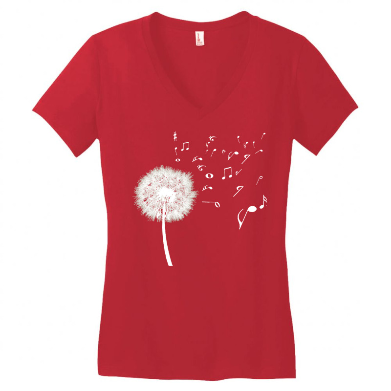 Dandelion Music T  Shirt Dandelion Music Note Music Lover T  Shirt Women's V-Neck T-Shirt by savannasavor | Artistshot