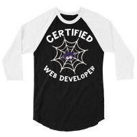 Halloween T  Shirt Certified Web Developer Halloween Spider In Web Tec 3/4 Sleeve Shirt | Artistshot