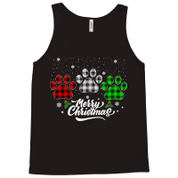 Merry Christmas Buffalo Plaid Shirt Red White Green Dog Paws Long Slee Tank Top | Artistshot