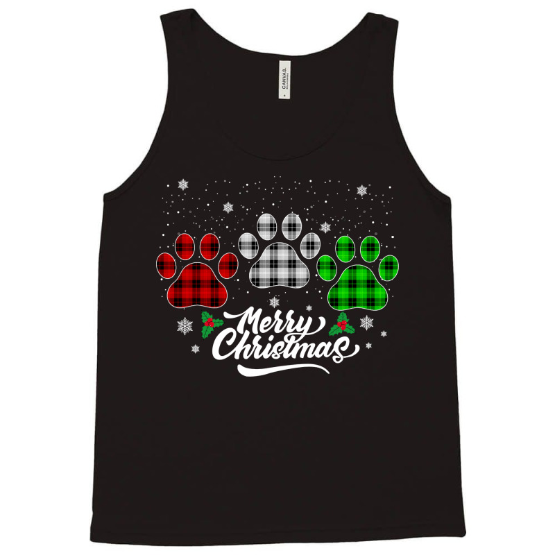 Merry Christmas Buffalo Plaid Shirt Red White Green Dog Paws Long Slee Tank Top | Artistshot