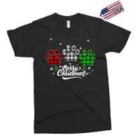 Merry Christmas Buffalo Plaid Shirt Red White Green Dog Paws Long Slee Exclusive T-shirt | Artistshot