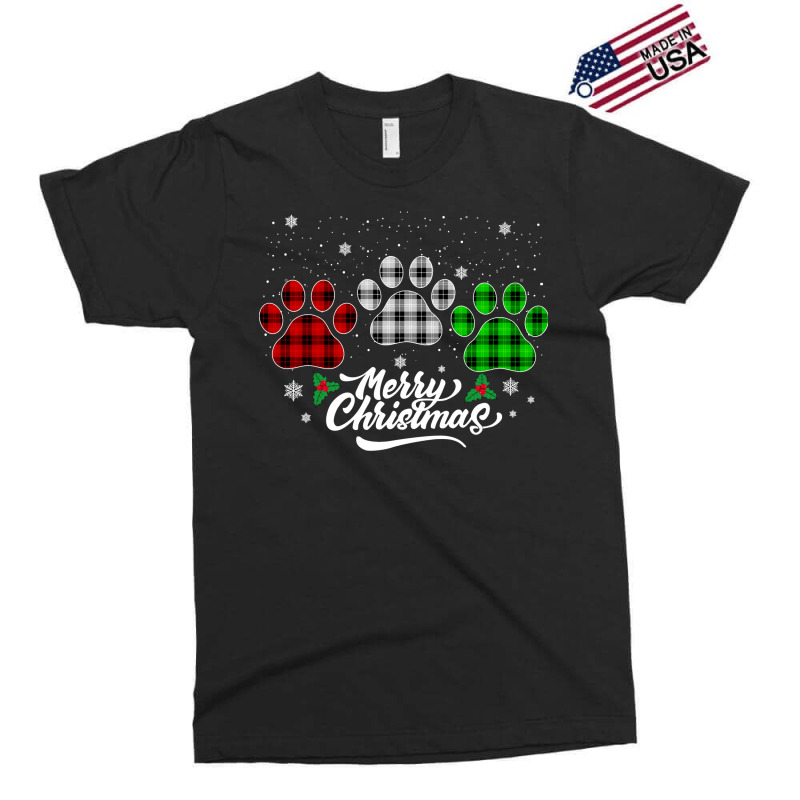 Merry Christmas Buffalo Plaid Shirt Red White Green Dog Paws Long Slee Exclusive T-shirt | Artistshot