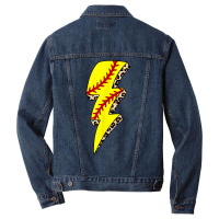 Leopard Softball Lightning Bolt Softball Mom Game Day T Shirt Men Denim Jacket | Artistshot